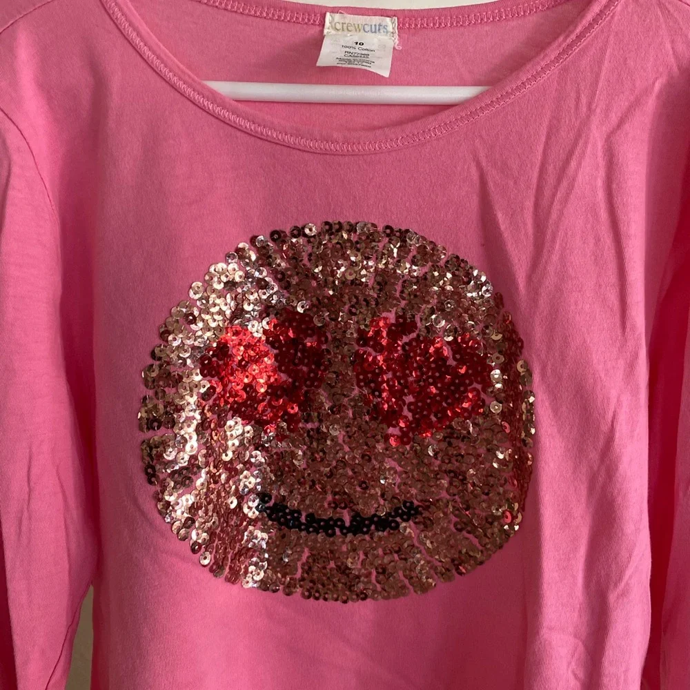 Girls J. Crew Crewcuts Smiley Face Sequin Tee - Picture 3 of 8